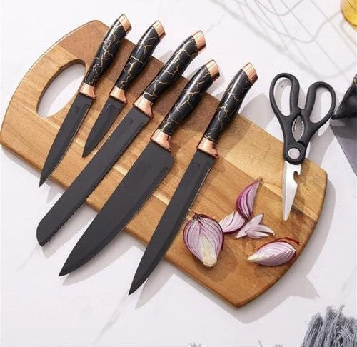 Nikkuri - Marble Profile Knife Set with Block Stand 7 Piece Set